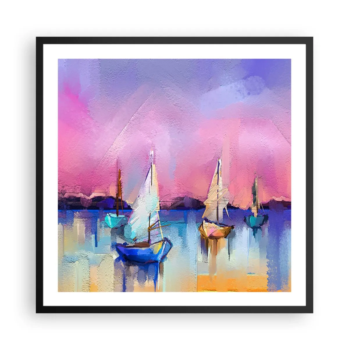 Póster en marco negro - Dirección alta mar - 60x60 cm