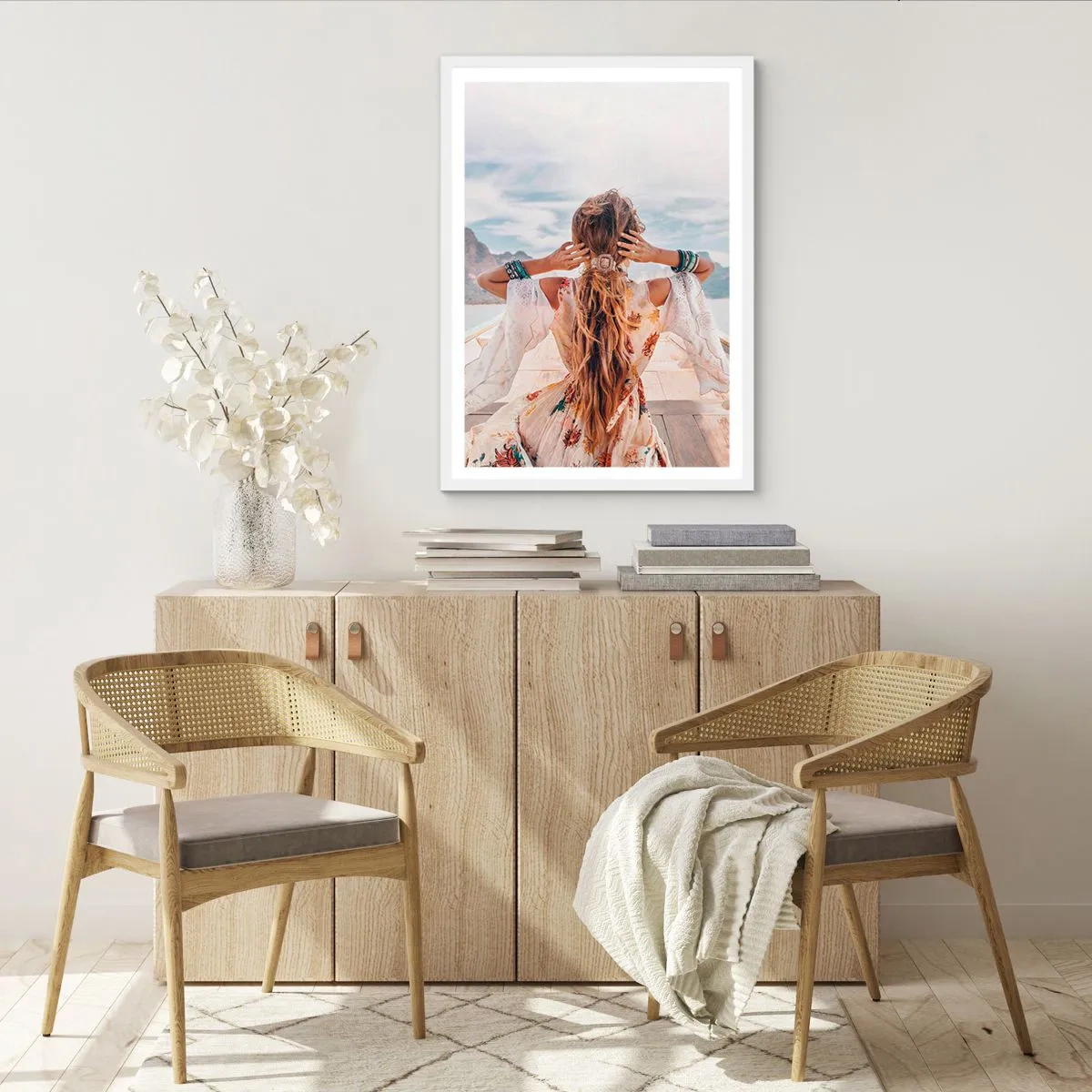 Póster en marco blanco - Rumbo a la felicidad - 50x70 cm