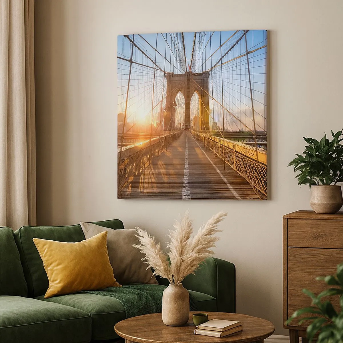 Cuadro sobre lienzo - Impresión de Imagen - En el puente dorado - 30x30 cm