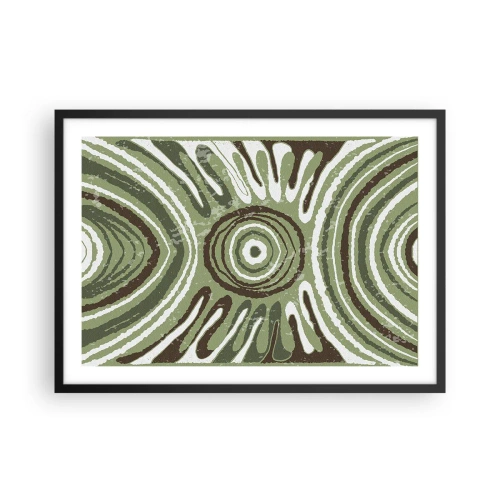 Póster en marco negro - Patrones abstractos en tonos verdes y marrones. - 70x50cm - Explosión de emociones - Decoración de pared moderna para salón y dormitorio ARTTOR