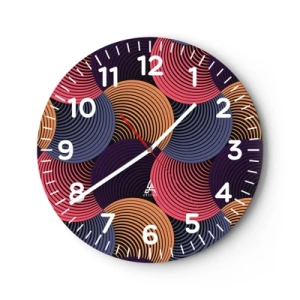Reloj de pared - Reloj de vidrio - En un ritmo circular - 40x40 cm