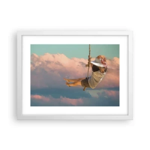 Póster en marco blanco - Jugando en las nubes - 40x30 cm