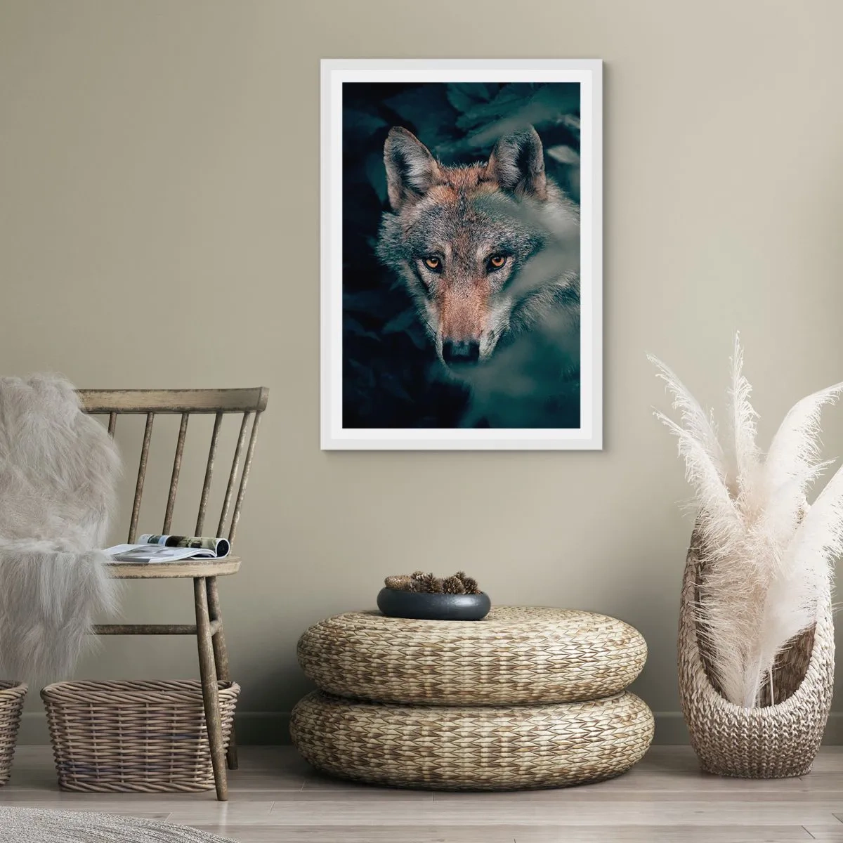 Póster en marco blanco - Cazador - 70x100 cm