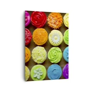 Cuadro sobre lienzo - Impresión de Imagen - Cupcakes coloridos con decoraciones pastel - 70x100cm - Cada uno diferente - todos deliciosos - Decoración de pared moderna para salón y dormitorio ARTTOR
