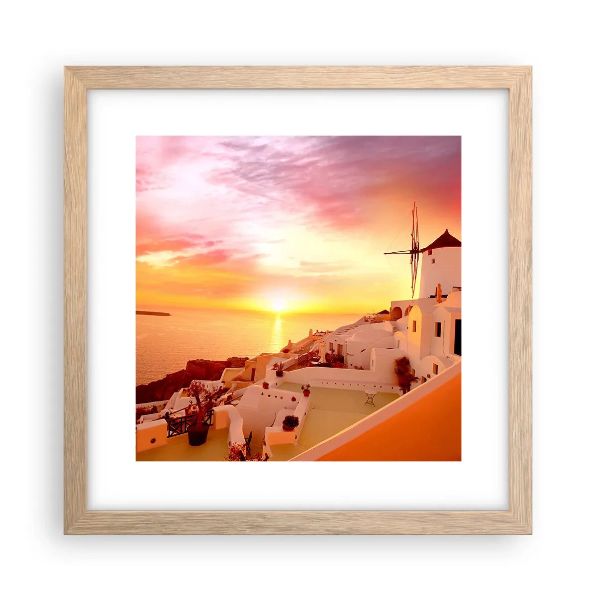 Póster en marco roble claro - Blanco y dorado - 30x30 cm