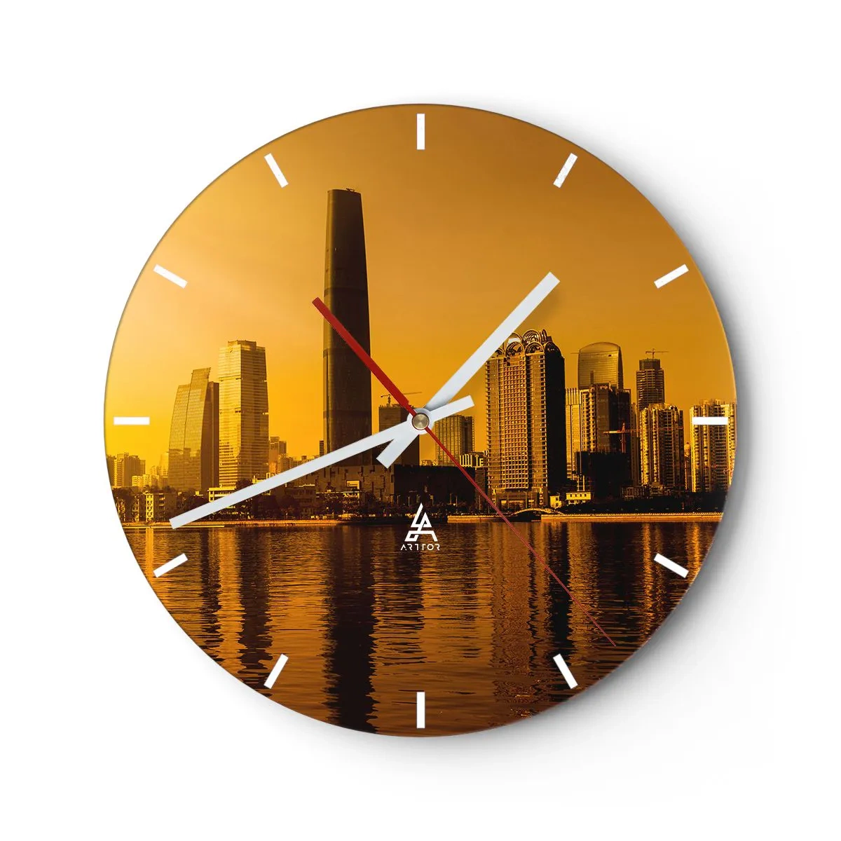 Reloj de pared - Reloj de vidrio - La ciudad dorada - 40x40 cm