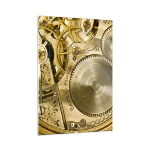 Cuadro sobre vidrio - Impresiones sobre Vidrio - Mecanismo de reloj en acabado dorado. - 50x70cm - Siga el ritmo de los tiempos - Decoración de pared moderna para salón y dormitorio ARTTOR