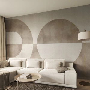 Fotomural Premium Canvas - Un cuadro abstracto en tonos beige con formas geométricas y simetría. - 100x70cm - Similitudes y diferencias - Decoración de pared moderna para salón y dormitorio ARTTOR