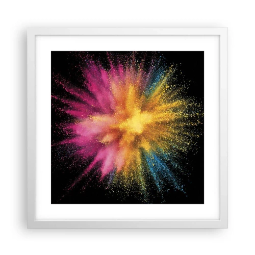 Póster en marco blanco - El nacimiento de los colores - 40x40 cm