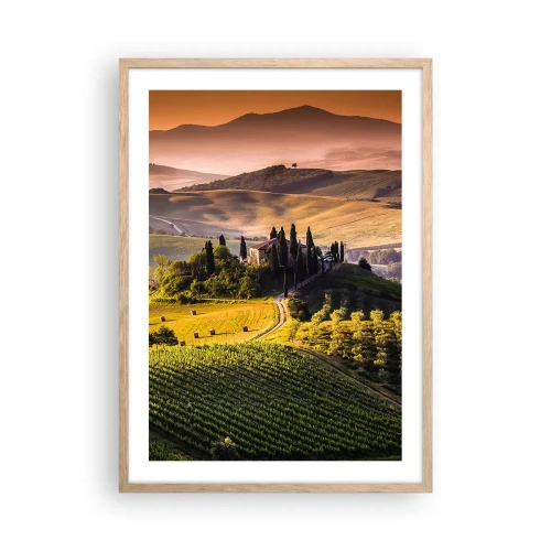 Póster en marco roble claro - Paisaje toscano - 50x70 cm