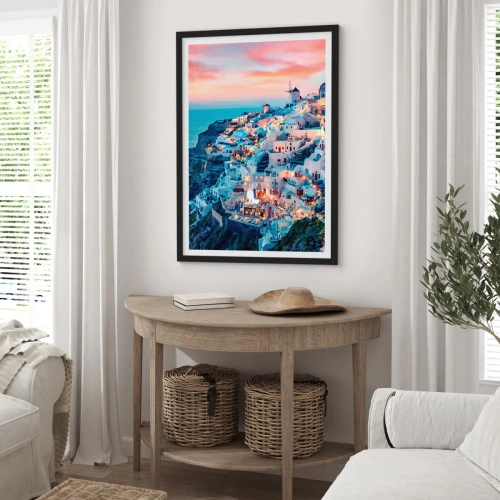 Póster en marco negro - Vacaciones en Grecia - 50x70 cm