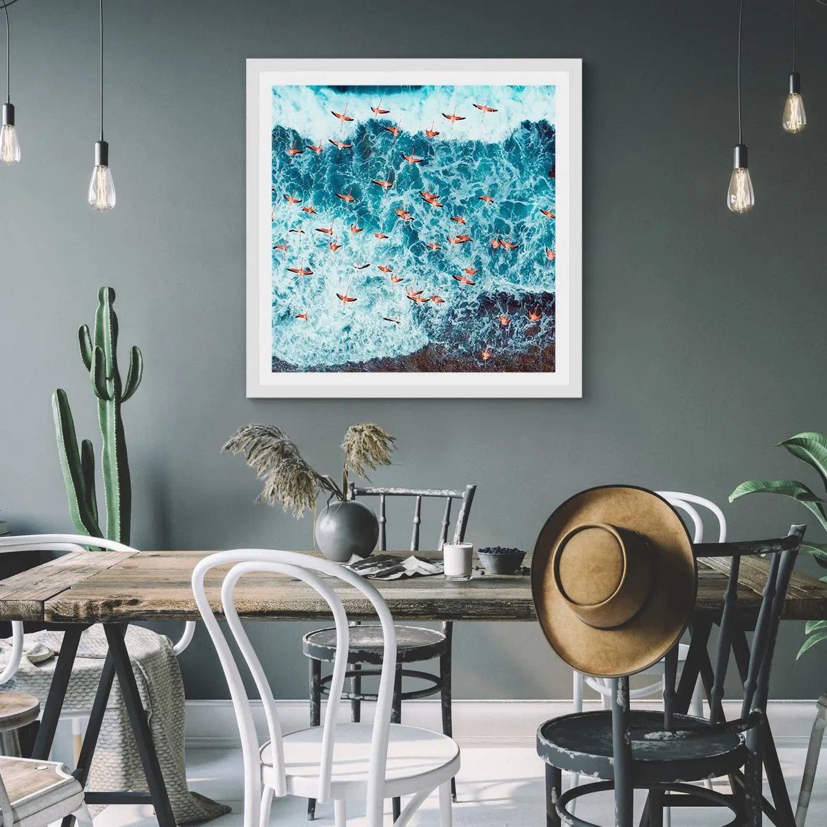 Póster en marco blanco - Un desfile marítimo - 40x40 cm