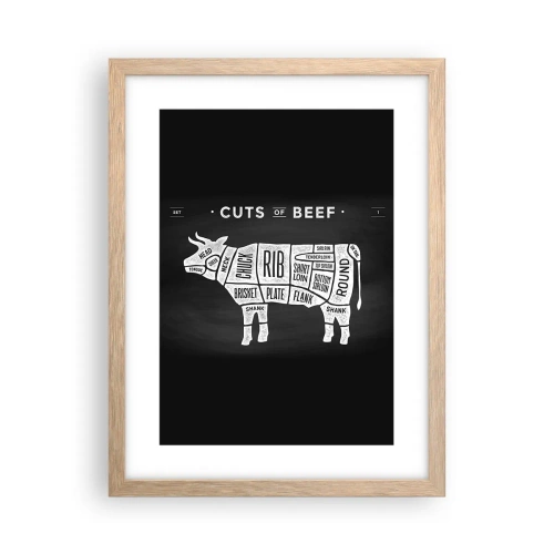 Póster en marco roble claro - Manual del carnicero - 30x40 cm