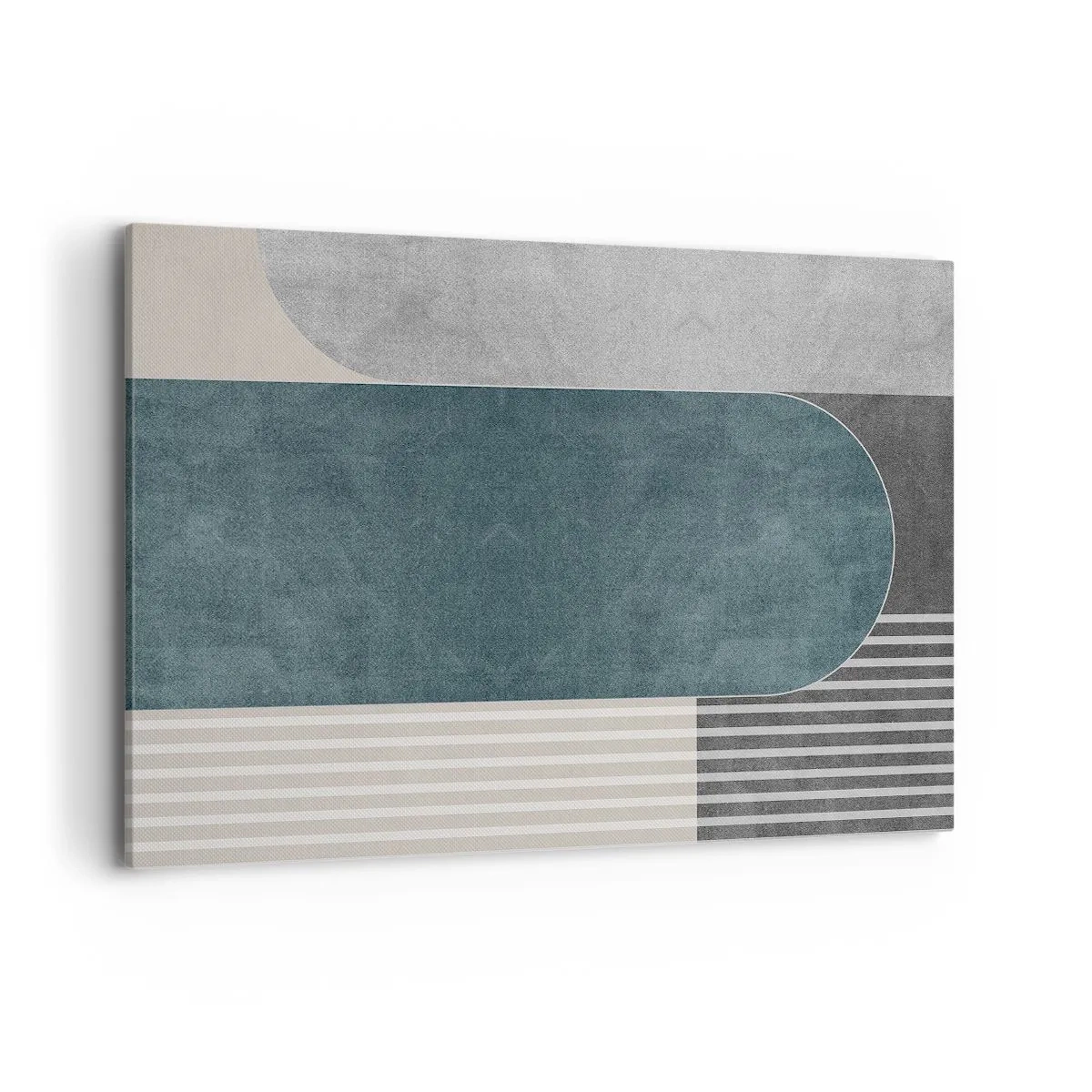 Cuadro sobre lienzo - Impresión de Imagen - Abstracción geométrica en tonos grises y verdes. - 120x80cm - Composición horizontal - Decoración de pared moderna para salón y dormitorio ARTTOR