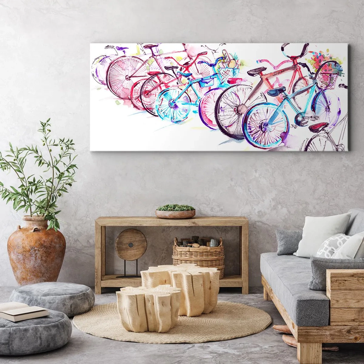 Cuadro sobre lienzo - Impresión de Imagen - Reunión de ciclistas - 100x40 cm