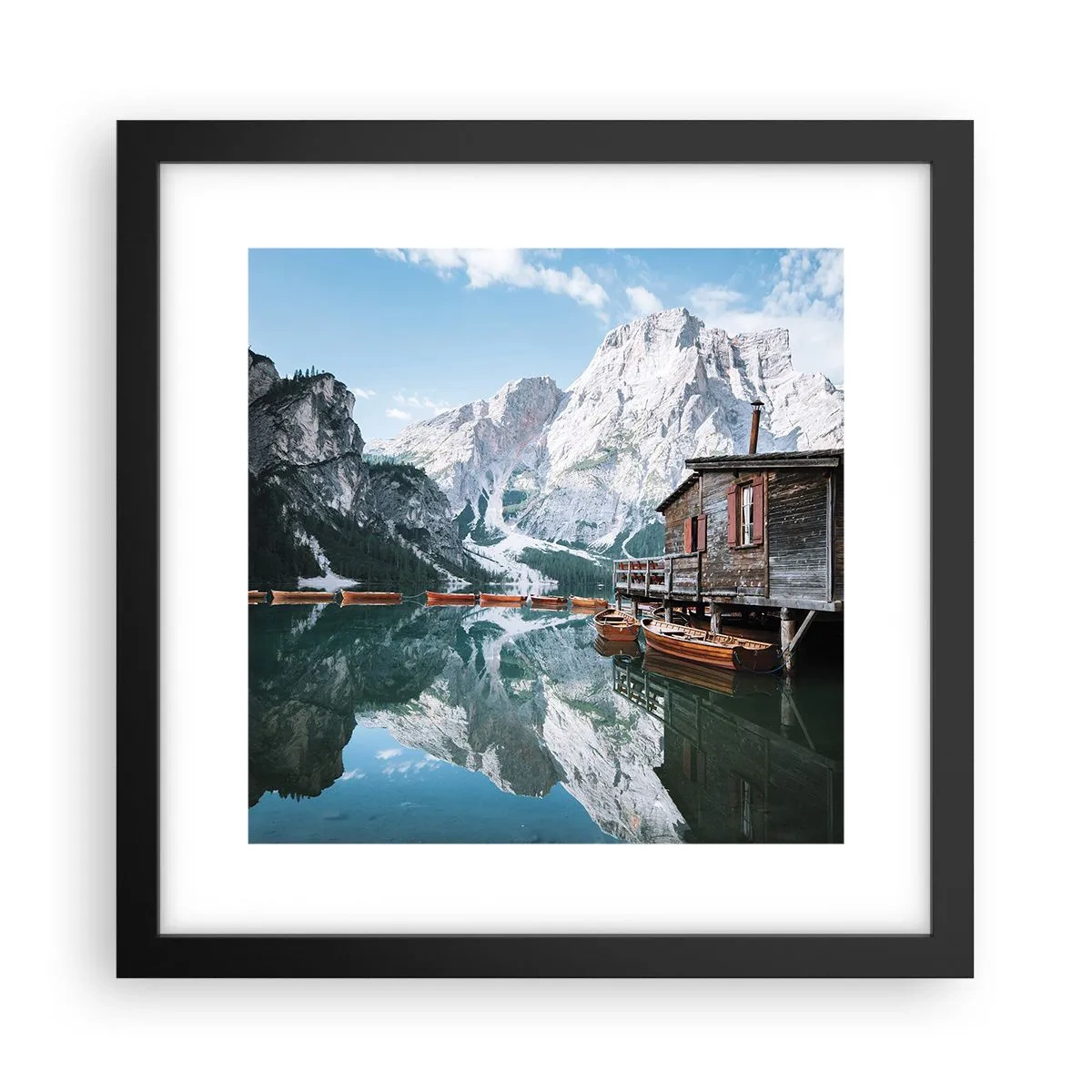 Póster en marco negro - Una mañana cristalina de montaña - 30x30 cm