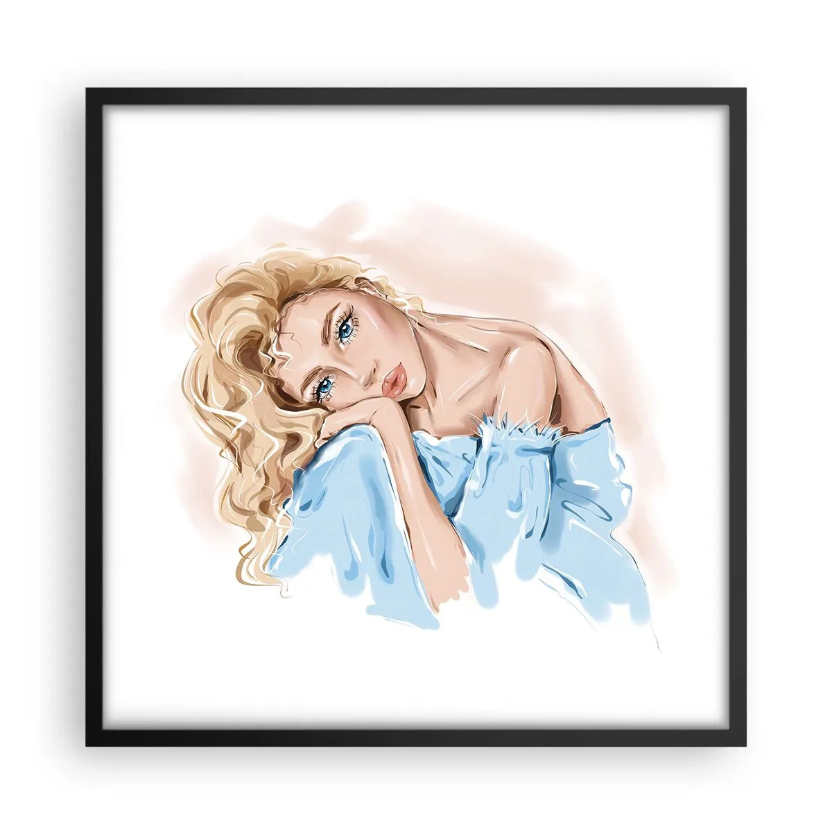 Póster en marco negro - Soñar en azul - 50x50 cm