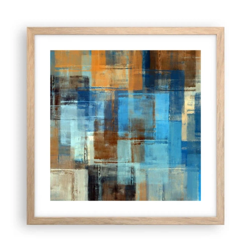 Póster en marco roble claro - A través del velo azul - 40x40 cm