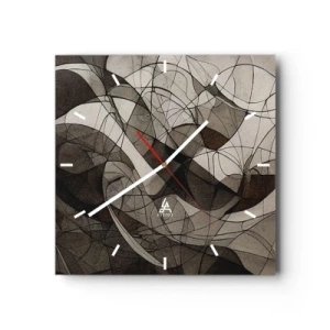 Reloj de pared - Reloj de vidrio - Patrón abstracto en tonos marrones y terrosos. - 30x30cm - Circulación en colores tierra - Decoración de pared moderna para salón y dormitorio ARTTOR