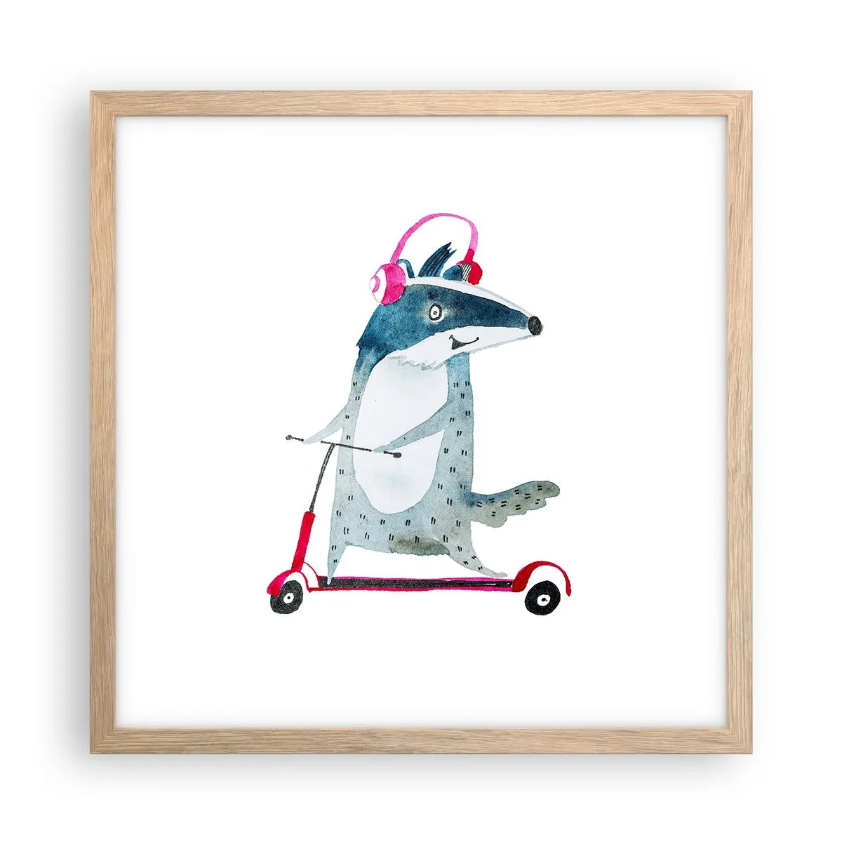 Póster en marco roble claro - Alegrías de tejón - 40x40 cm