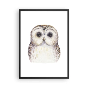 Póster en marco negro - Un encantador retrato en acuarela de un búho. - 50x70cm - Mírame a los ojos - Decoración de pared moderna para salón y dormitorio ARTTOR