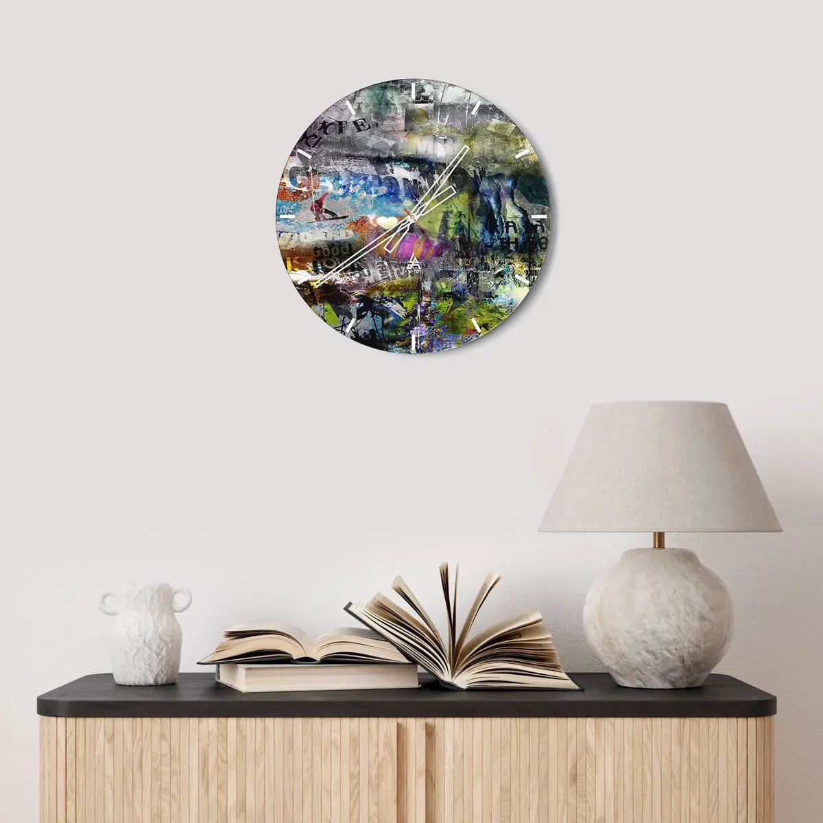 Reloj de pared - Reloj de vidrio - Un collage de recuerdos - 40x40 cm