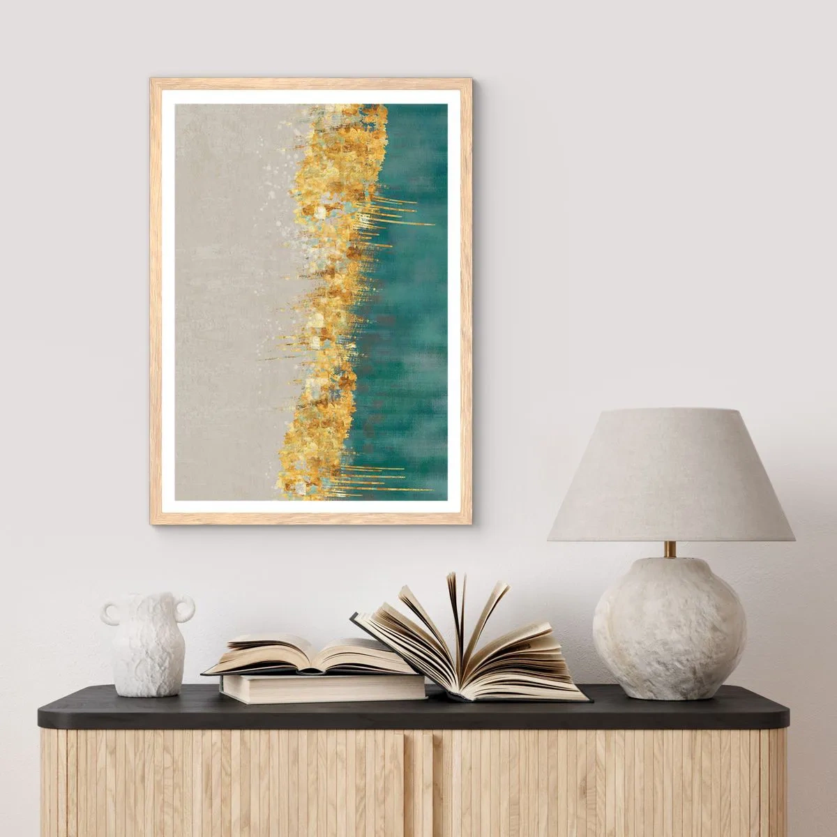 Póster en marco roble claro - La frontera dorada - 40x50 cm