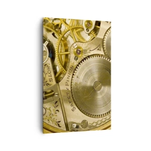 Cuadro sobre lienzo - Impresión de Imagen - Mecanismo de reloj con engranajes y detalles visibles. - 80x120cm - Siga el ritmo de los tiempos - Decoración de pared moderna para salón y dormitorio ARTTOR