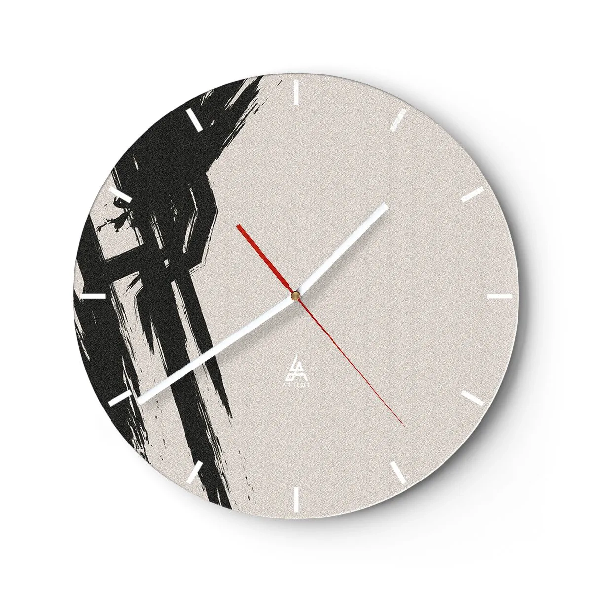 Reloj de pared - Reloj de vidrio - Pinceladas expresivas negras sobre un fondo claro - 30x30cm - Impulso imparable - Decoración de pared moderna para salón, cocina y dormitorio ARTTOR