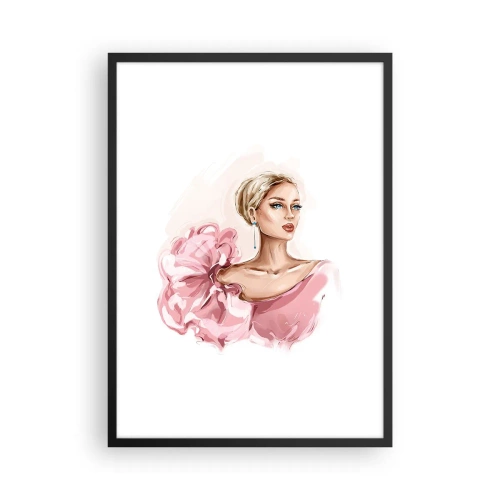 Póster en marco negro - Mujer elegante con un vestido rosa - 50x70cm - Recuérdame como una pintura... - Decoración de pared moderna para salón y dormitorio ARTTOR