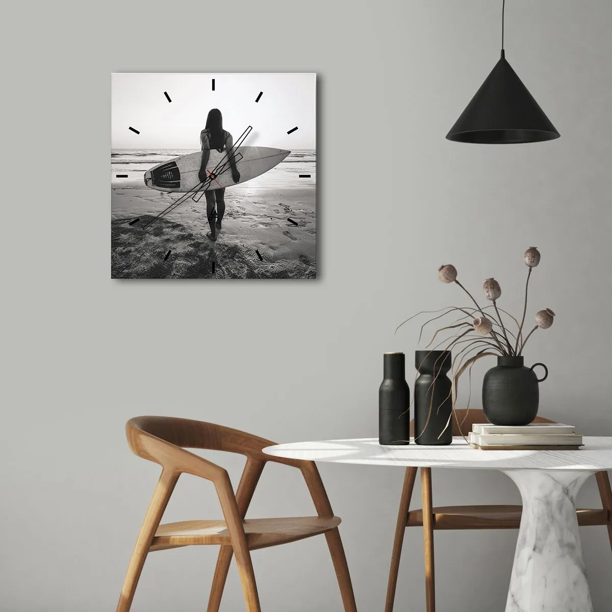 Reloj de pared - Reloj de vidrio - Hija de las olas marinas - 40x40 cm