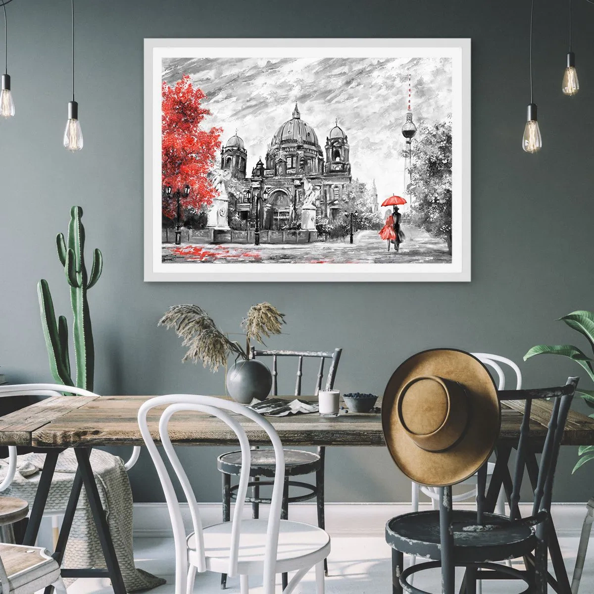 Póster en marco blanco - Reunión en Berlín - 100x70 cm