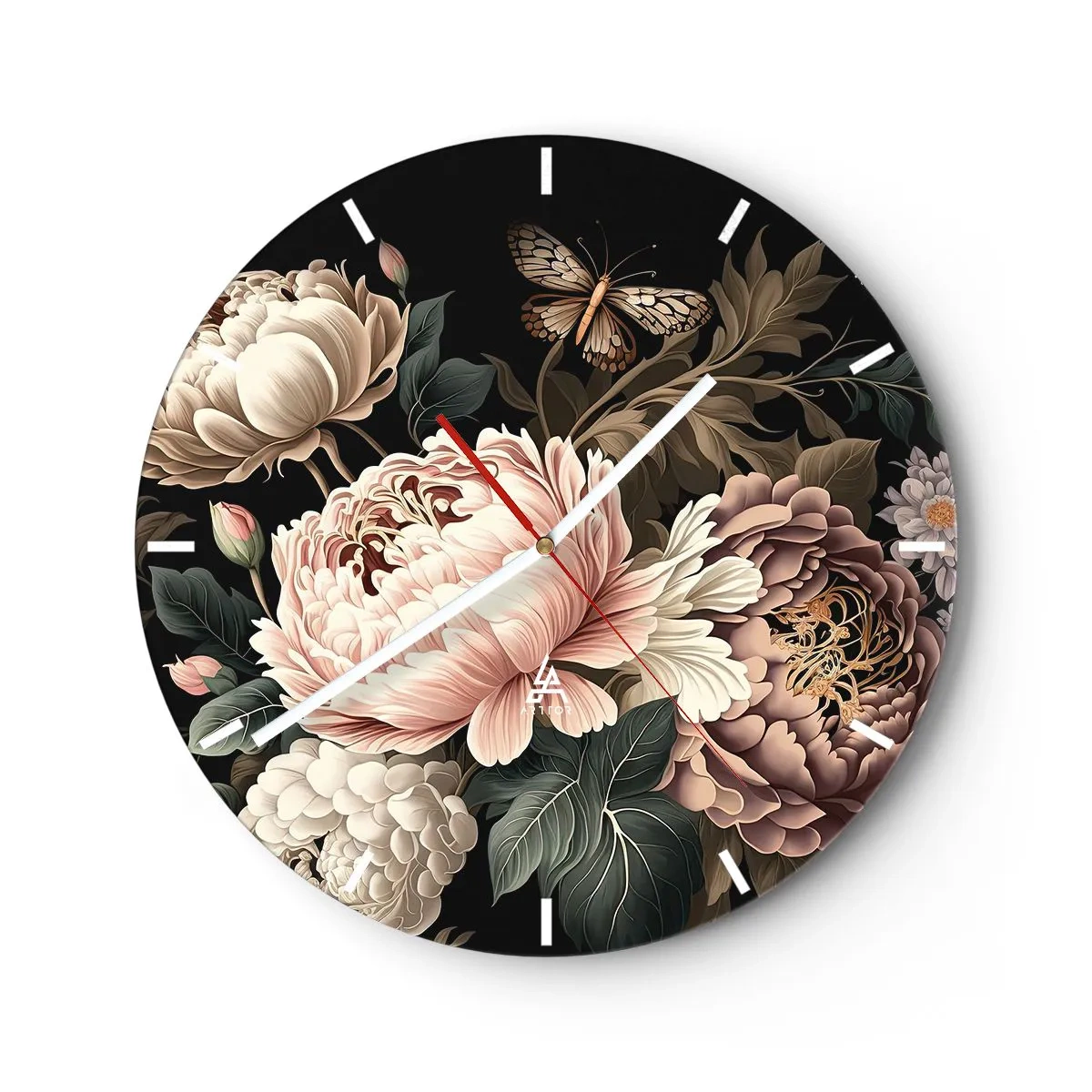 Reloj de pared - Reloj de vidrio - En estilo barroco - 30x30 cm