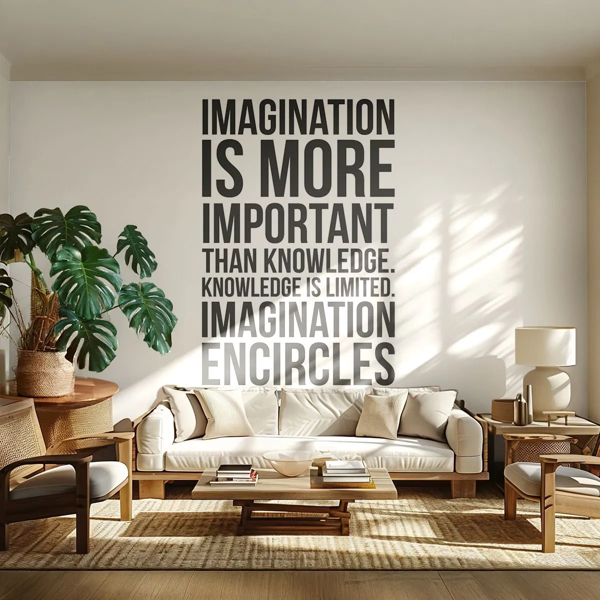 Fotomural Autadhesivo Deluxe Sticker - Einstein, sobre el poder de la imaginación - Tipografía, Afirmación, Máxima - 100x70 cm