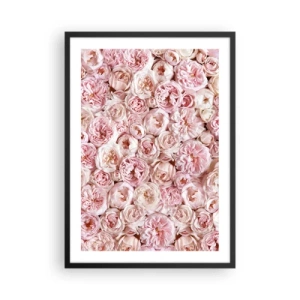 Póster en marco negro - Un arreglo romántico de flores rosas en primer plano. - 50x70cm - Salpicado de rosas - Decoración de pared moderna para salón y dormitorio ARTTOR