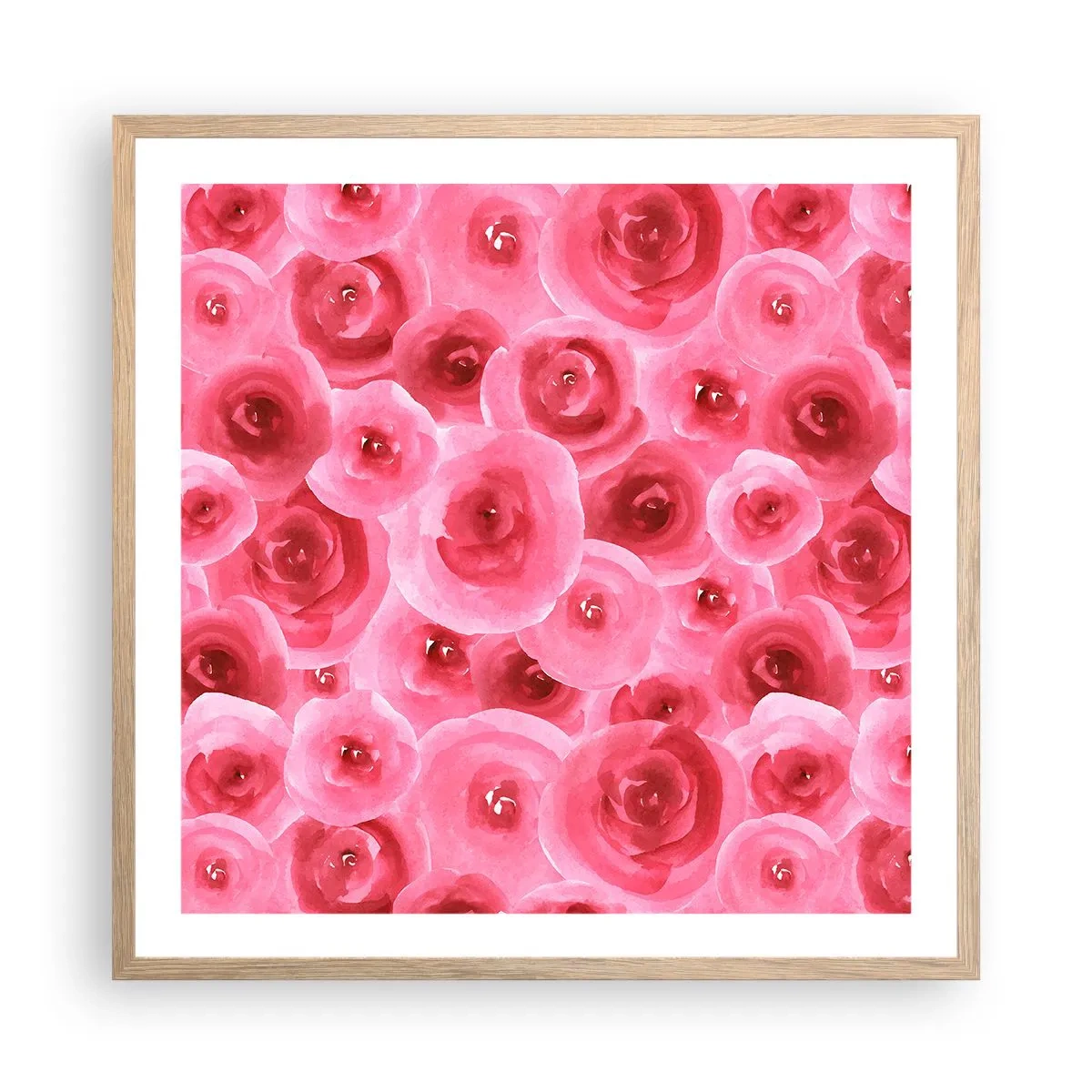 Póster en marco roble claro - Rosas abajo y arriba - 60x60 cm