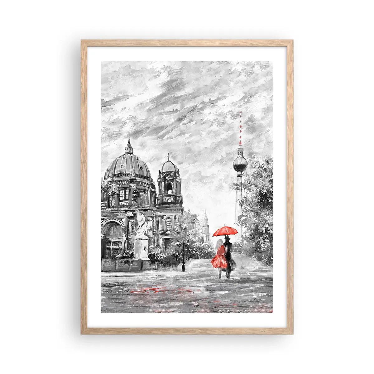 Póster en marco roble claro - Reunión en Berlín - 50x70 cm