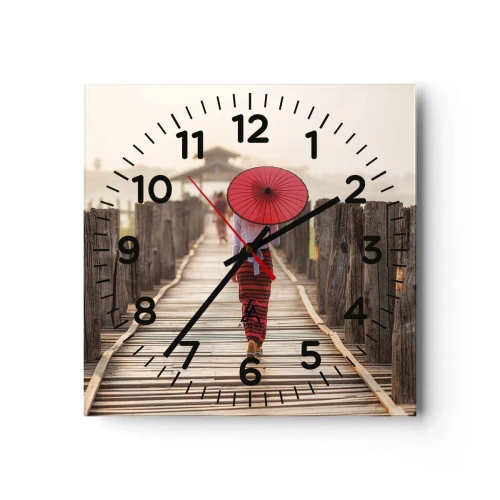 Reloj de pared - Reloj de vidrio - En un viejo puente - 40x40 cm
