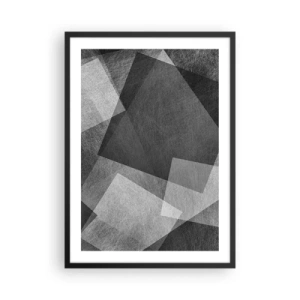 Póster en marco negro - Abstracción en blanco y negro con formas geométricas. - 50x70cm - Un símbolo eterno de permanencia y orden - Decoración de pared moderna para salón y dormitorio ARTTOR
