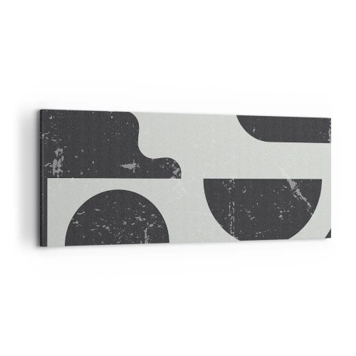 Cuadro sobre lienzo - Impresión de Imagen - Patrones geométricos en tonos negros y grises. - 120x50cm - Composición arriba y abajo - Decoración de pared moderna para salón y dormitorio ARTTOR