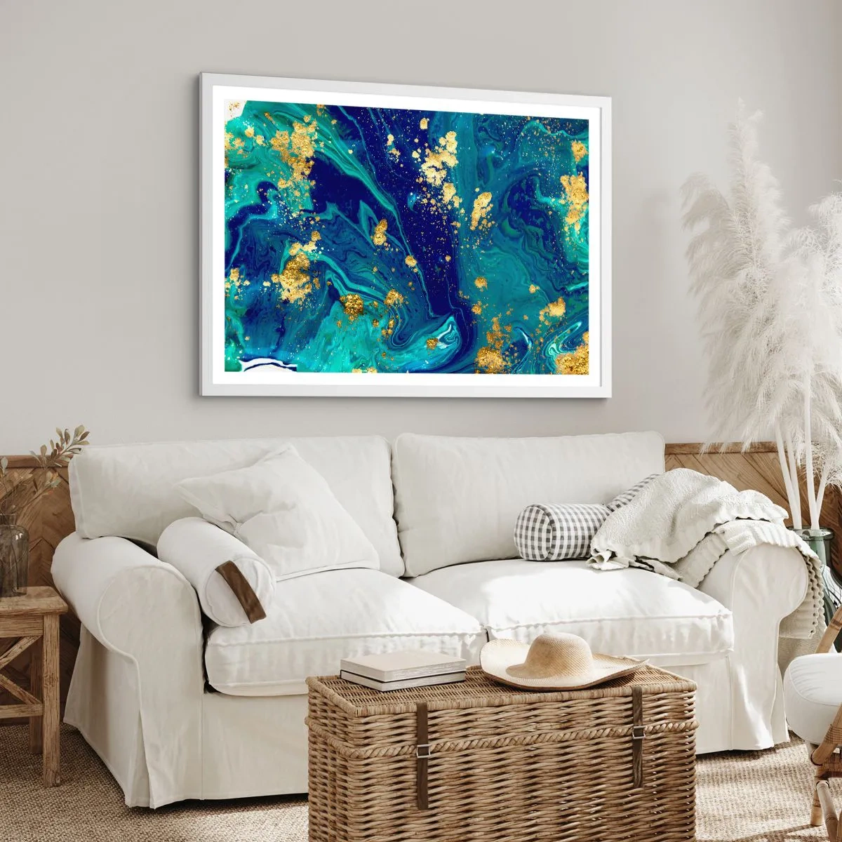 Póster en marco blanco - Pétalos de sol  - 100x70 cm