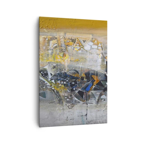 Cuadro sobre lienzo - Impresión de Imagen - Abstracción con tonos dominantes de amarillo y gris. - 70x100cm - Todo se pondrá en su sitio - Decoración de pared moderna para salón y dormitorio ARTTOR