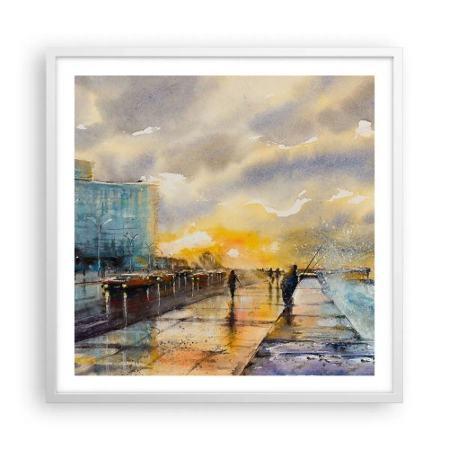 Póster en marco blanco - Vida en la orilla - 60x60 cm