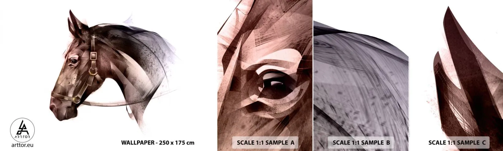 Muestra De Fotomural Standard Eco - Elegancia - animales, Cabeza de caballo, Caballo - 100x30 cm