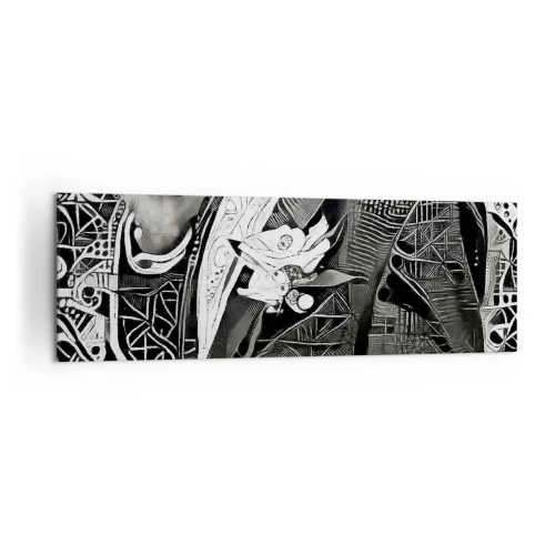 Cuadro sobre lienzo - Impresión de Imagen - Elegante abstracción de un hombre con traje en blanco y negro. - 160x50cm - Solo un hombre aparentemente gris - Decoración de pared moderna para salón y dormitorio ARTTOR