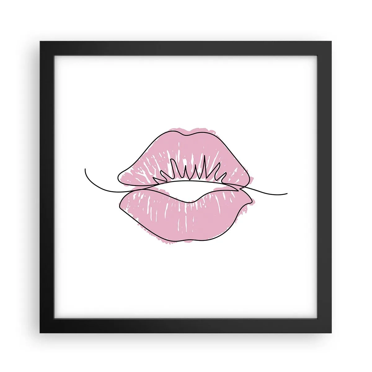 Póster en marco negro - ¿Listo para un beso? - 30x30 cm