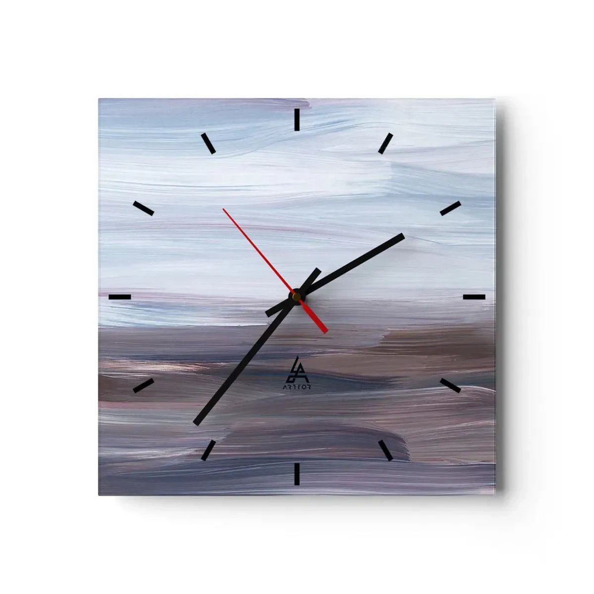 Reloj de pared - Reloj de vidrio - Una abstracción sutil con trazos delicados en tonos pastel. - 30x30cm - Elementos: agua - Decoración de pared moderna para salón y dormitorio ARTTOR