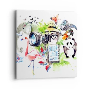 Cuadro sobre lienzo - Impresión de Imagen - En la objetivo de un viajero - 40x40 cm