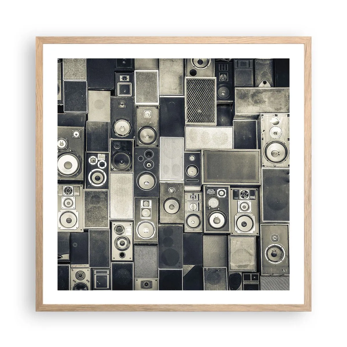 Póster en marco roble claro - Y todo fluye - 60x60 cm
