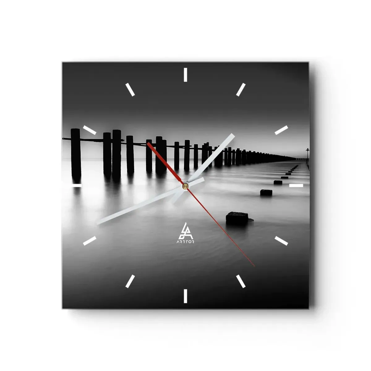 Reloj de pared - Reloj de vidrio - Valles grises en la niebla - 40x40 cm